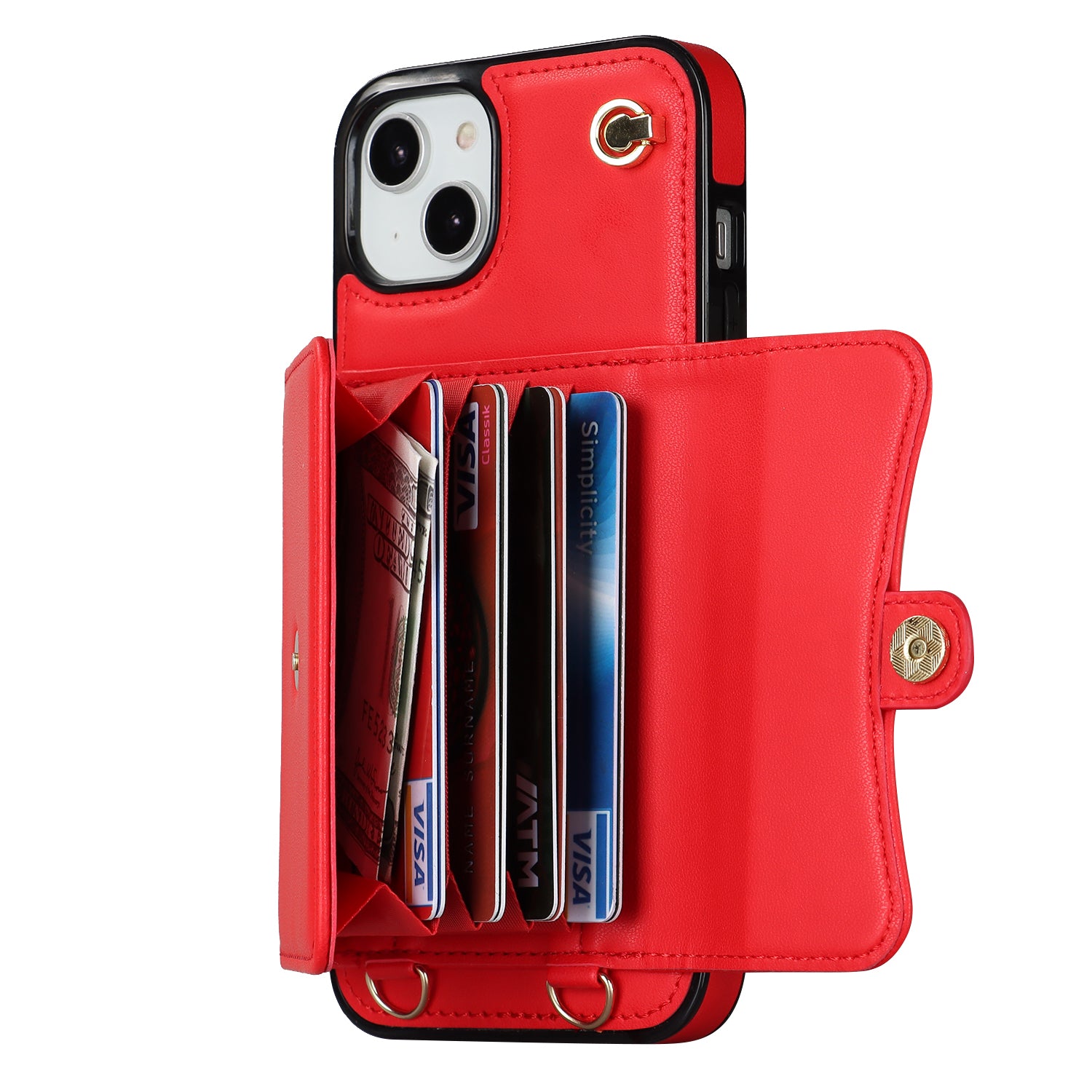 RFID Blocking Card Slots Phone Case for iPhone 14 Plus Accordion Style Kickstand Phone Cover with Short Strap and Long Strap RFID Blocking Card Slots Phone Case for iPhone 14 Plus Accordion Style Kickstand Phone Cover with Short Strap and Long Strap